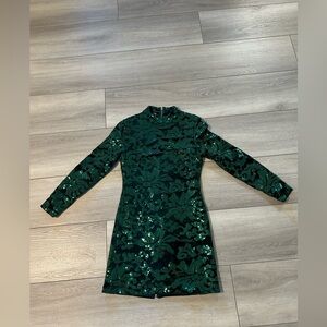 Green sequined holiday dress